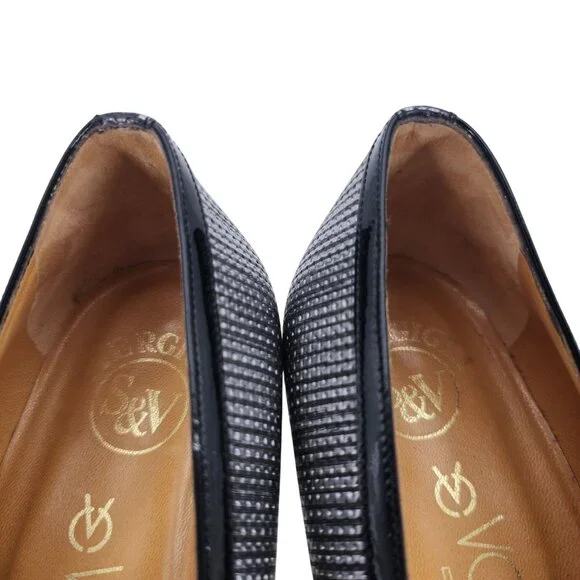 Volpato Italy Womens 7.5 / 38EU Black Grey Gray Leather dress shoes heels pumps - Picture 9 of 11